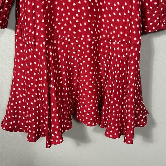 Rebecca Taylor Silk Blurry Heart Red Button Up Dress size 0 - Picture 7 of 17
